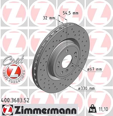 Zimmermann 1x Bremsscheibe [Hersteller-Nr. 400.3683.52] für Mercedes-Benz