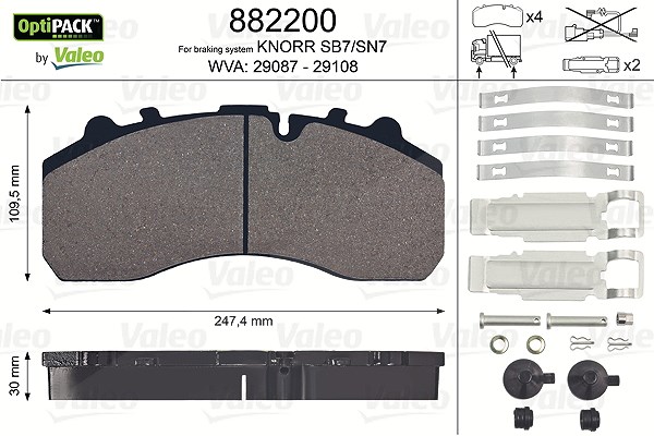Valeo Bremsbelagsatz, Scheibenbremse [Hersteller-Nr. 882200] für Mercedes-Benz