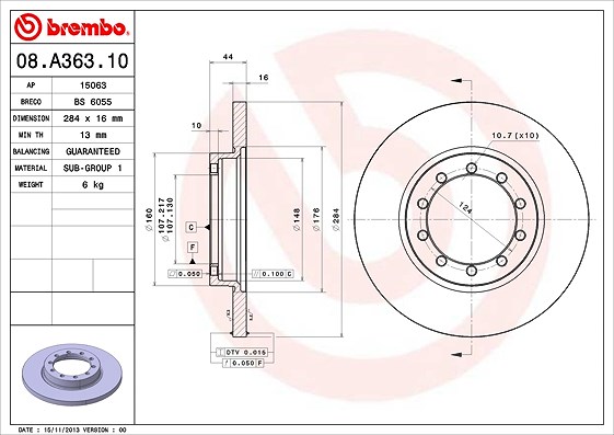 Brembo Bremsscheibe [Hersteller-Nr. 08.A363.10] für Ford