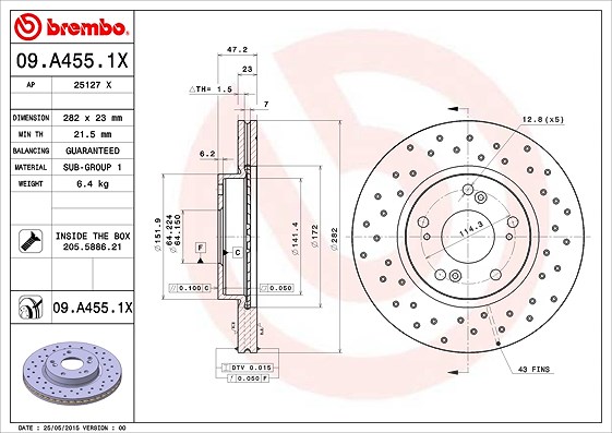 Brembo Bremsscheibe [Hersteller-Nr. 09.A455.1X] für Honda