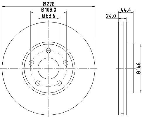 Hella Bremsscheibe [Hersteller-Nr. 8DD355110-281] für Ford