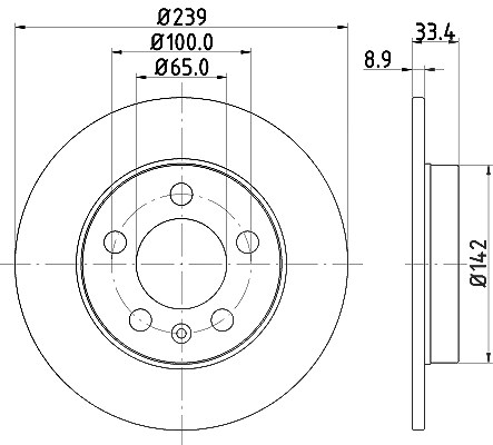 Hella Bremsscheibe Hinterachse Voll [Hersteller-Nr. 8DD355107-461] für Audi, Skoda, VW