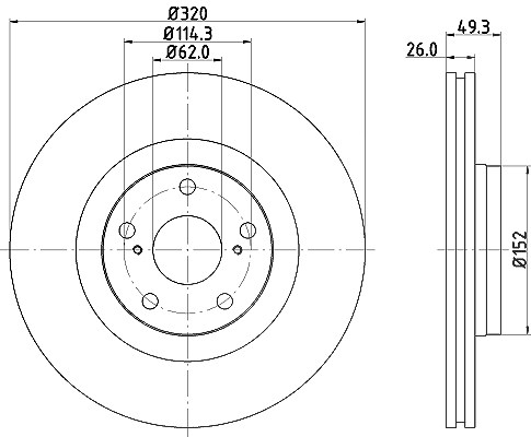 Hella 1x Bremsscheibe [Hersteller-Nr. 8DD355116-131] für Toyota