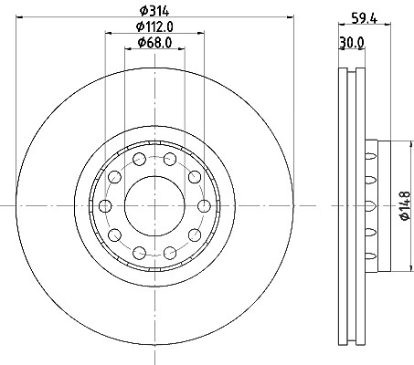 Hella Bremsscheibe [Hersteller-Nr. 8DD355127-191] für Audi