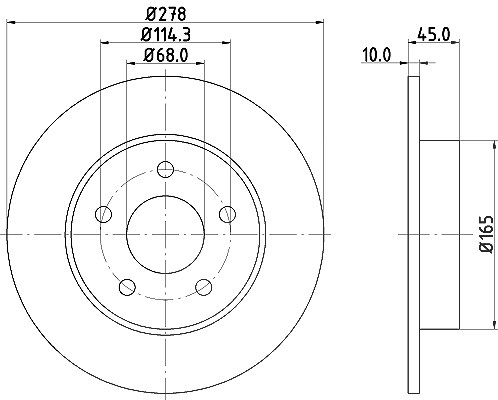 Hella Bremsscheibe Hinterachse Voll [Hersteller-Nr. 8DD355110-401] für Nissan