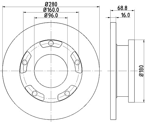 Hella 1x Bremsscheibe [Hersteller-Nr. 8DD355113-811] für Ford