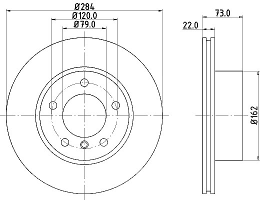Hella Bremsscheibe Vorderachse Belüftet [Hersteller-Nr. 8DD355118-031] für BMW