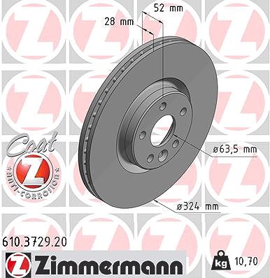 Zimmermann 1x Bremsscheibe [Hersteller-Nr. 610.3729.20] für Volvo