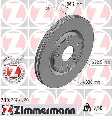 Zimmermann Bremsscheibe [Hersteller-Nr. 230.2384.20] für Chrysler, Fiat, Dodge, Lancia, VW