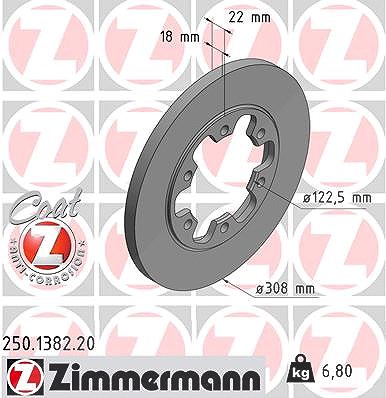 Zimmermann Bremsscheibe Hinterachse Voll [Hersteller-Nr. 250.1382.20] für Ford