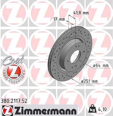 Zimmermann Bremsscheibe [Hersteller-Nr. 380.2117.52] für Mitsubishi
