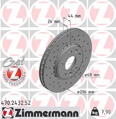 Zimmermann Bremsscheibe Vorderachse Belüftet [Hersteller-Nr. 470.2432.52] für Renault