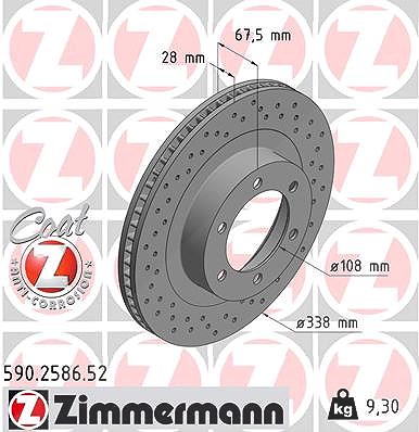 Zimmermann 1x Bremsscheibe [Hersteller-Nr. 590.2586.52] für Lexus, Toyota
