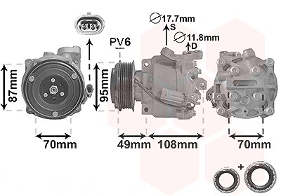 Van Wezel Kompressor, Klimaanlage [Hersteller-Nr. 3700K668] für Opel, Chevrolet
