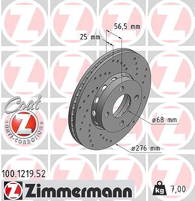 Zimmermann Bremsscheibe [Hersteller-Nr. 100.1219.52] für Audi