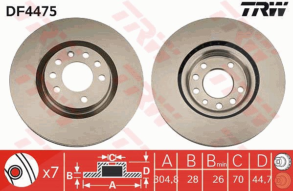 Trw Bremsscheibe [Hersteller-Nr. DF4475] für Fiat