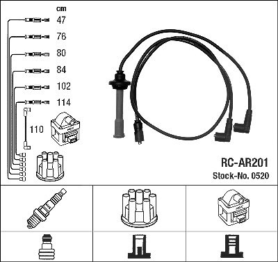 Ngk Zündleitungssatz [Hersteller-Nr. 0520] für Alfa Romeo