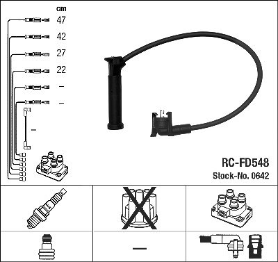 Ngk Zündleitungssatz [Hersteller-Nr. 0642] für Mazda, Ford