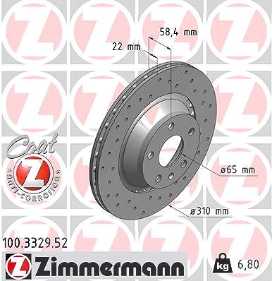 Zimmermann Bremsscheibe [Hersteller-Nr. 100.3329.52] für Audi