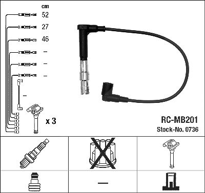 Ngk Zündleitungssatz [Hersteller-Nr. 0736] für Mercedes-Benz