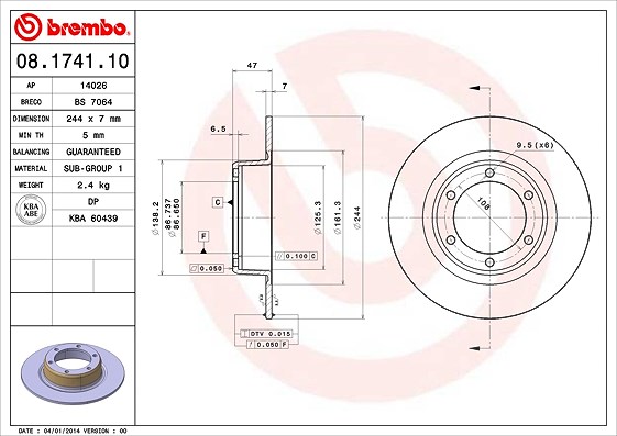 Brembo Bremsscheibe [Hersteller-Nr. 08.1741.10] für Citroën