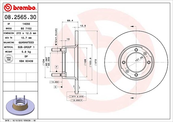 Brembo Bremsscheibe [Hersteller-Nr. 08.2565.30] für Alfa Romeo