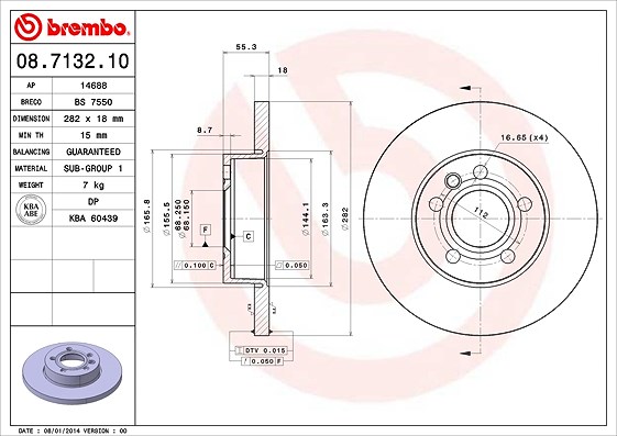 Brembo Bremsscheibe [Hersteller-Nr. 08.7132.10] für VW