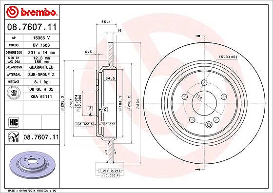 Brembo Bremsscheibe [Hersteller-Nr. 08.7607.11] für Mercedes-Benz