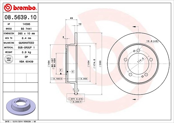 Brembo Bremsscheibe [Hersteller-Nr. 08.5639.10] für Mitsubishi