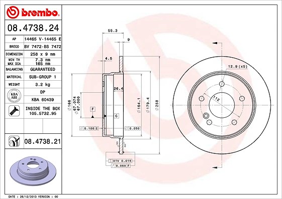Brembo Bremsscheibe [Hersteller-Nr. 08.4738.21] für Mercedes-Benz