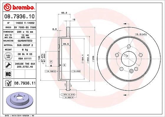Brembo Bremsscheibe [Hersteller-Nr. 08.7936.11] für Mercedes-Benz