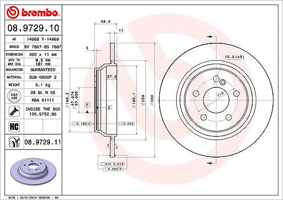 Brembo Bremsscheibe [Hersteller-Nr. 08.9729.11] für Mercedes-Benz