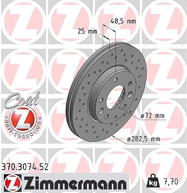 Zimmermann Bremsscheibe Vorderachse Belüftet [Hersteller-Nr. 370.3074.52] für Mazda