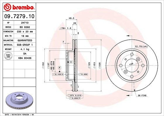 Brembo Bremsscheibe [Hersteller-Nr. 09.7279.10] für Suzuki