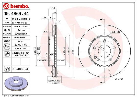 Brembo Bremsscheibe [Hersteller-Nr. 09.4869.41] für Mercedes-Benz