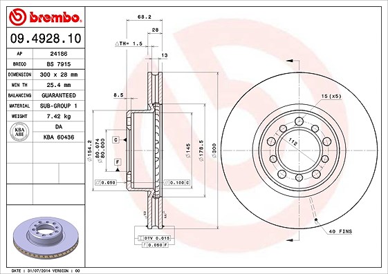 Brembo Bremsscheibe [Hersteller-Nr. 09.4928.10] für Mercedes-Benz