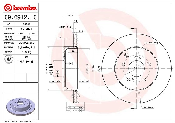 Brembo Bremsscheibe [Hersteller-Nr. 09.6912.10] für Nissan