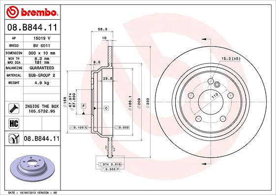 Brembo Bremsscheibe [Hersteller-Nr. 08.B844.11] für Mercedes-Benz