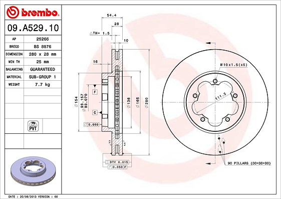 Brembo Bremsscheibe [Hersteller-Nr. 09.A529.10] für Ford
