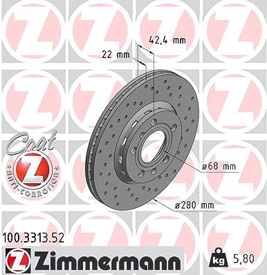 Zimmermann Bremsscheibe [Hersteller-Nr. 100.3313.52] für VW, Audi