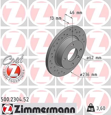 Zimmermann Bremsscheibe [Hersteller-Nr. 500.2304.52] für Skoda