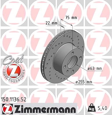 Zimmermann Bremsscheibe [Hersteller-Nr. 150.1136.52] für BMW