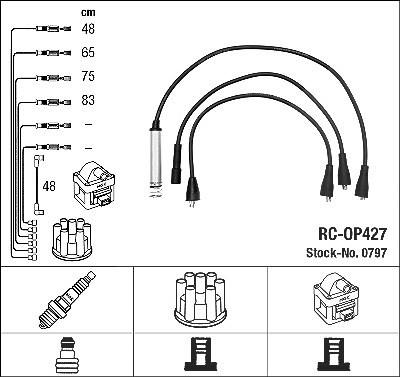 Ngk Zündleitungssatz [Hersteller-Nr. 0797] für Vauxhall, Opel