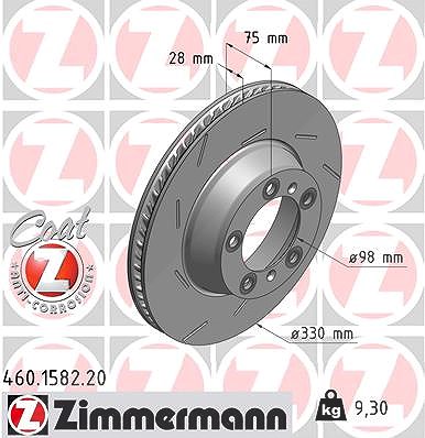 Zimmermann 1x Bremsscheibe Hinterachse Links [Hersteller-Nr. 460.1582.20] für Porsche
