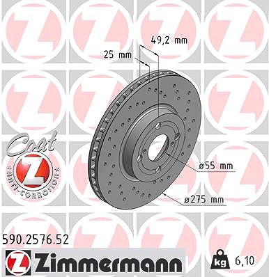 Zimmermann Bremsscheibe Vorderachse Belüftet [Hersteller-Nr. 590.2576.52] für Toyota