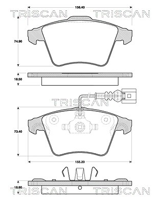 Triscan Bremsbelagsatz, Scheibenbremse [Hersteller-Nr. 811029059] für VW