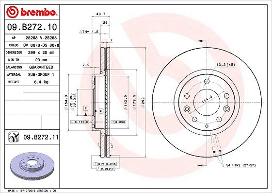 Brembo Bremsscheibe [Hersteller-Nr. 09.B272.10] für Mazda