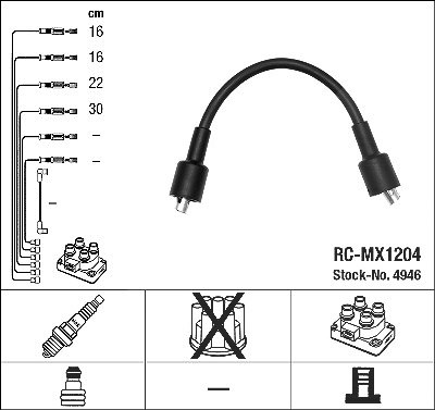 Ngk Zündleitungssatz [Hersteller-Nr. 4946] für Gaz