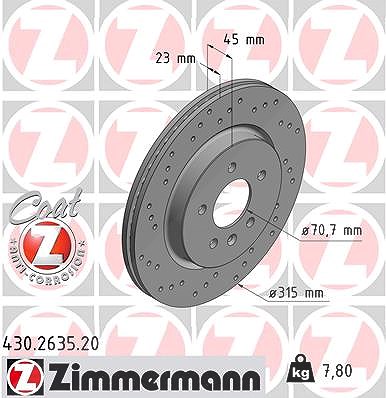 Zimmermann Bremsscheibe [Hersteller-Nr. 430.2635.20] für Opel