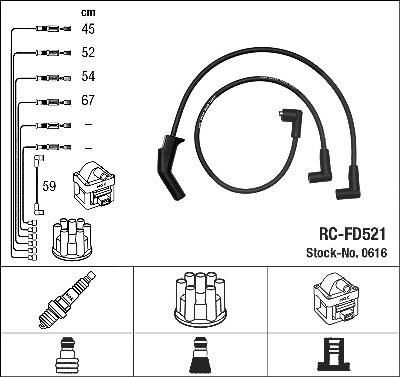 Ngk Zündleitungssatz [Hersteller-Nr. 0616] für Ford